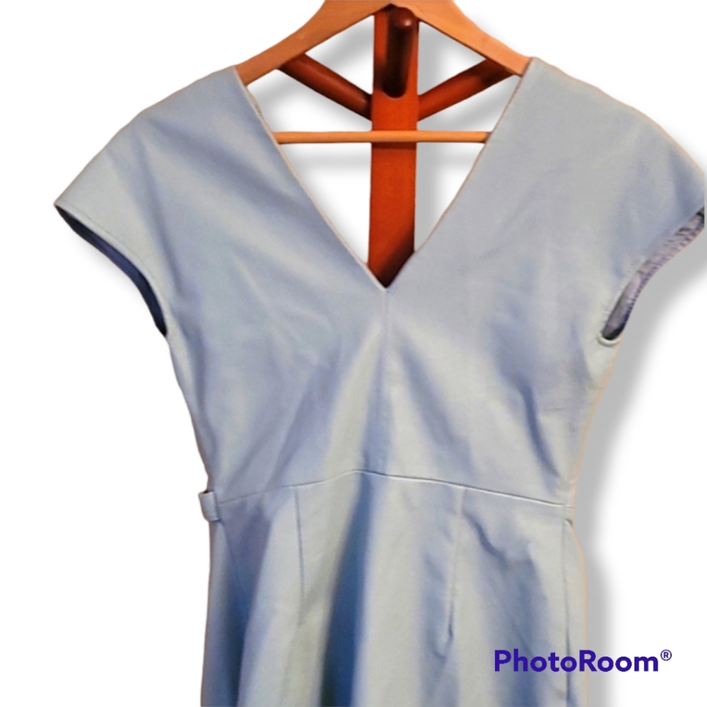 Baby Blue Faux-Leather Wrap Midi Dress - Picture 7 of 12